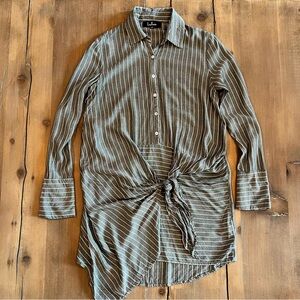 Lulus Gray White Striped Shirt Dress